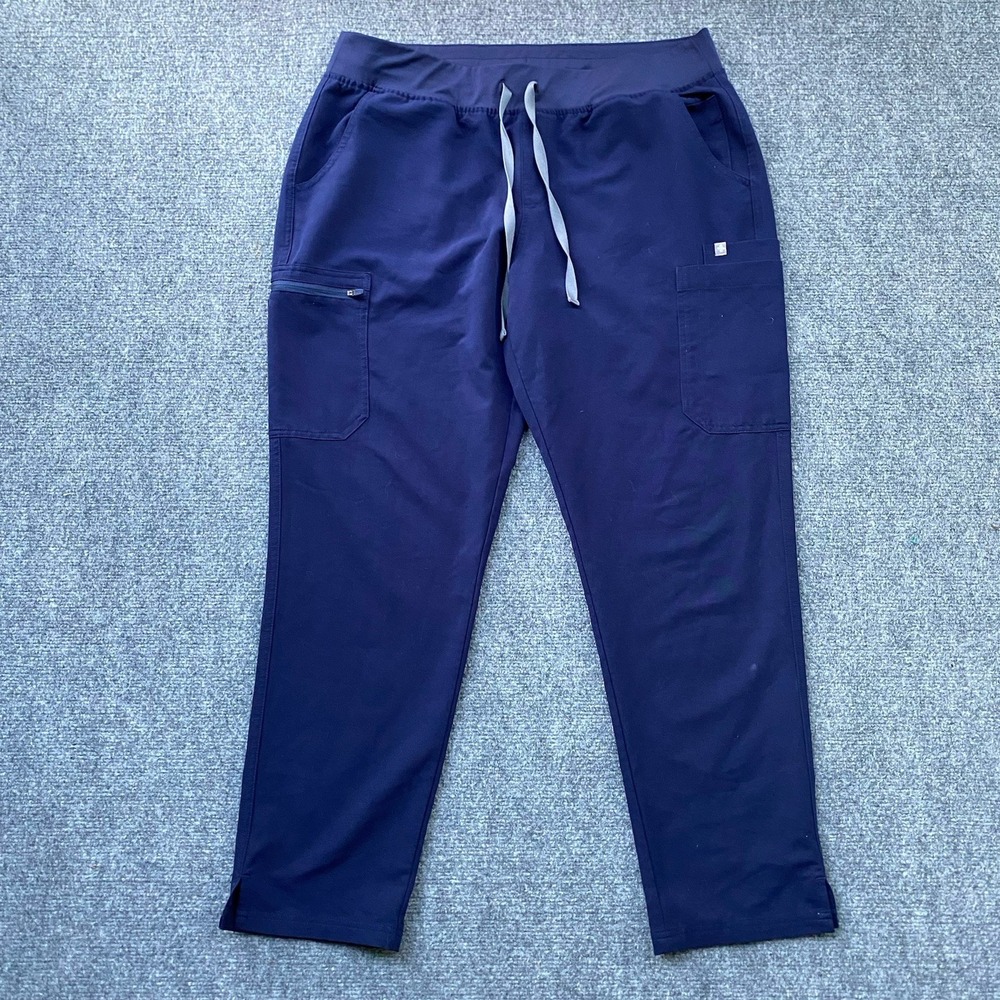 FIGS Scrub Pants Women XL Navy Blue  Straight Leg Drawstring Medical